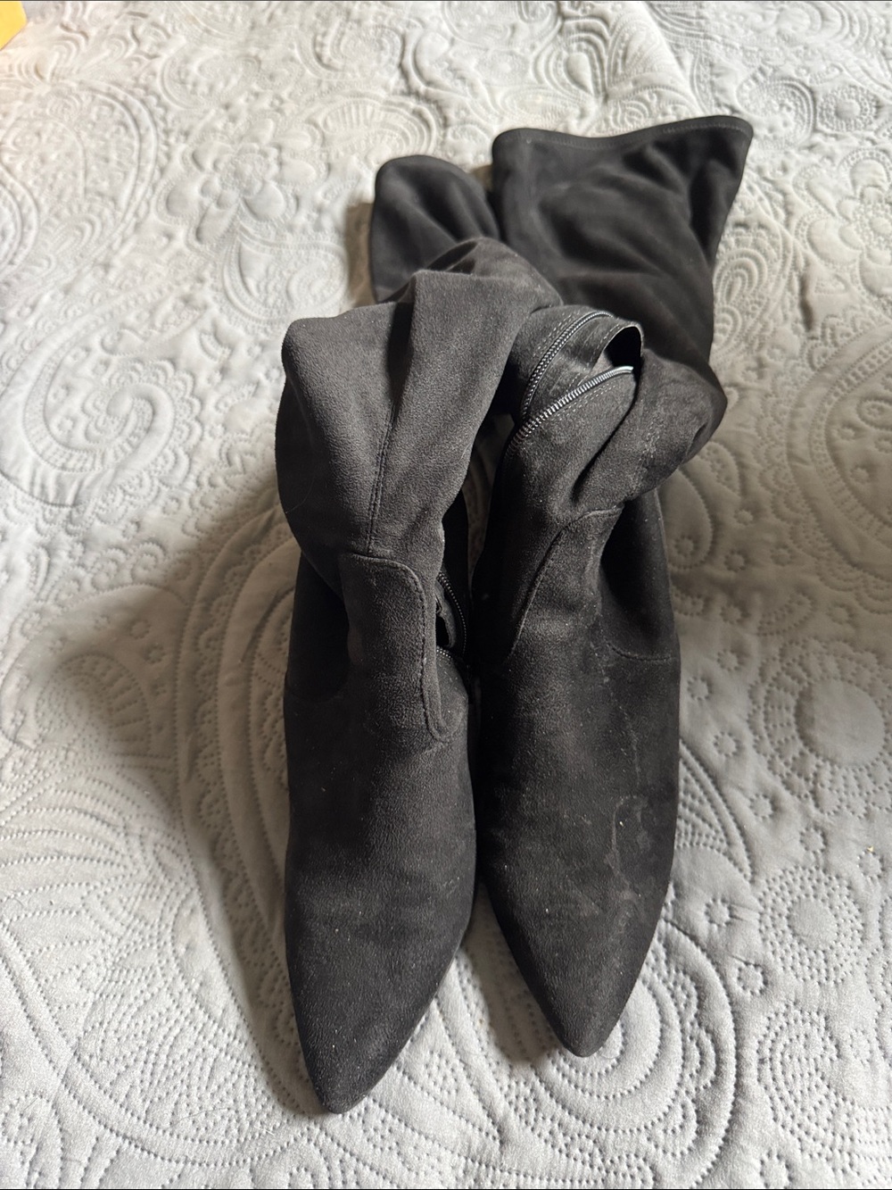 Steve Madden Black Suede Over-the-Knee Pointed Toe Boots